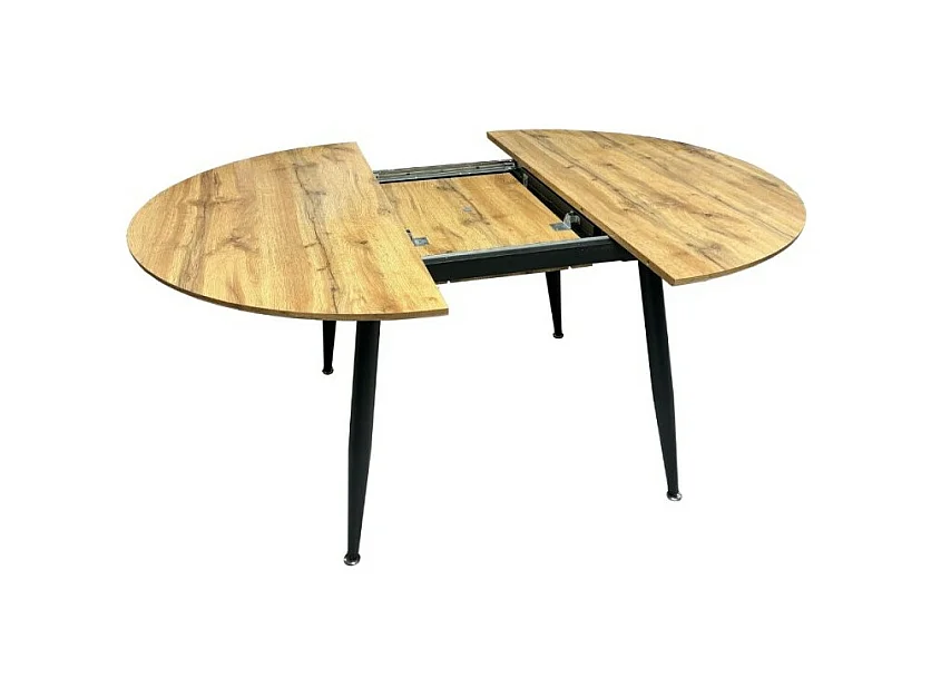 Tavolo rotondo allungabile rovere con gambe nere Cordelia 120x120x75