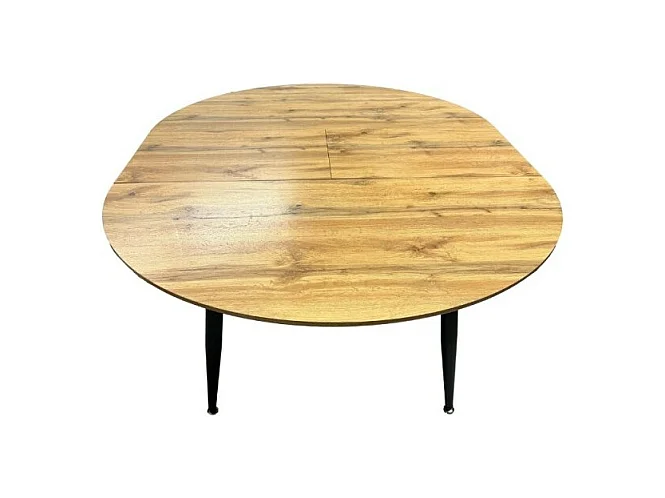 Tavolo rotondo allungabile rovere con gambe nere Cordelia 120x120x75