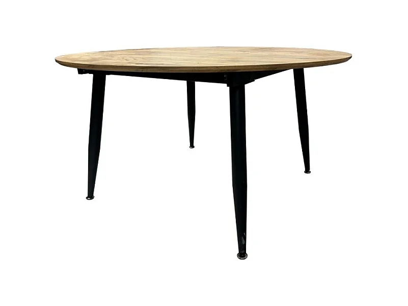 Tavolo rotondo allungabile rovere con gambe nere Cordelia 120x120x75