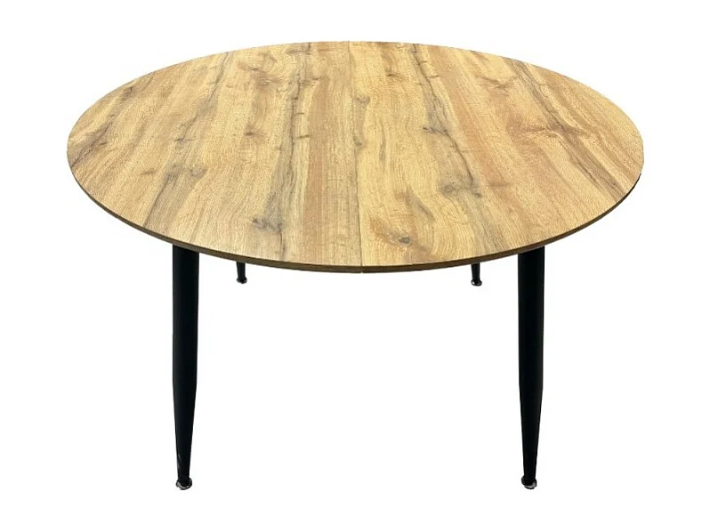 Tavolo rotondo allungabile Cordelia rovere con gambe nere 120x120x75