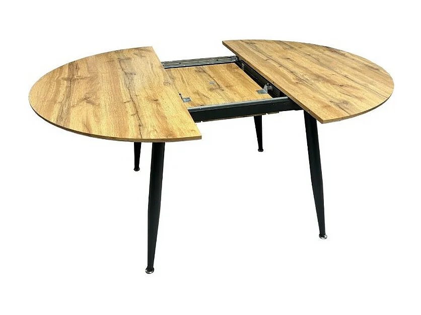 Tavolo rotondo allungabile Cordelia rovere con gambe nere 120x120x75