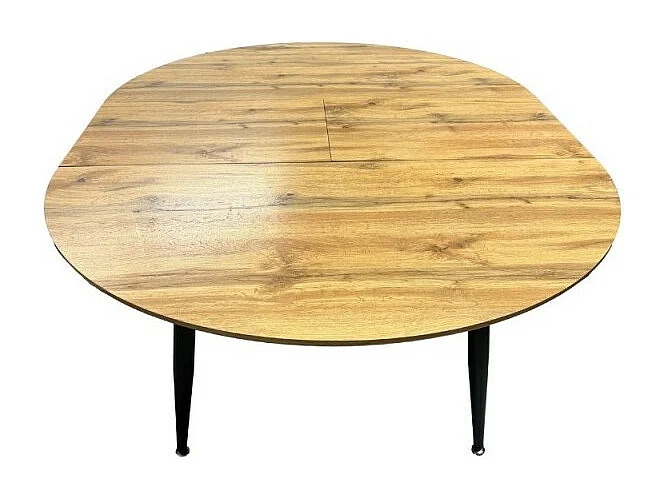 Tavolo rotondo allungabile Cordelia rovere con gambe nere 120x120x75
