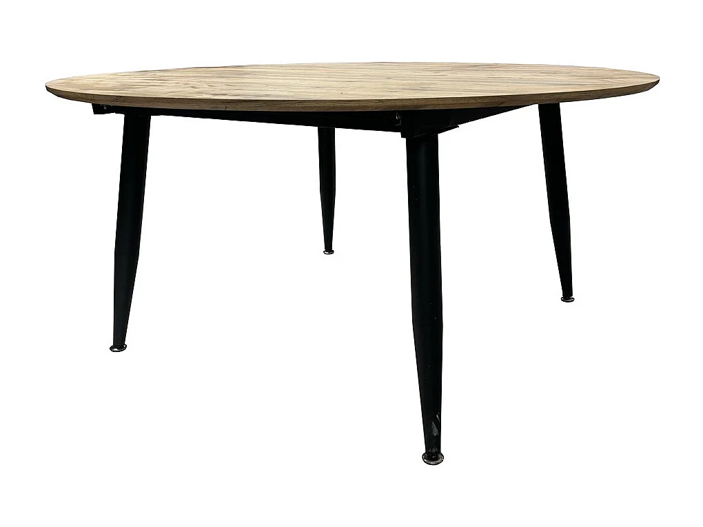 Tavolo rotondo allungabile Cordelia rovere con gambe nere 120x120x75