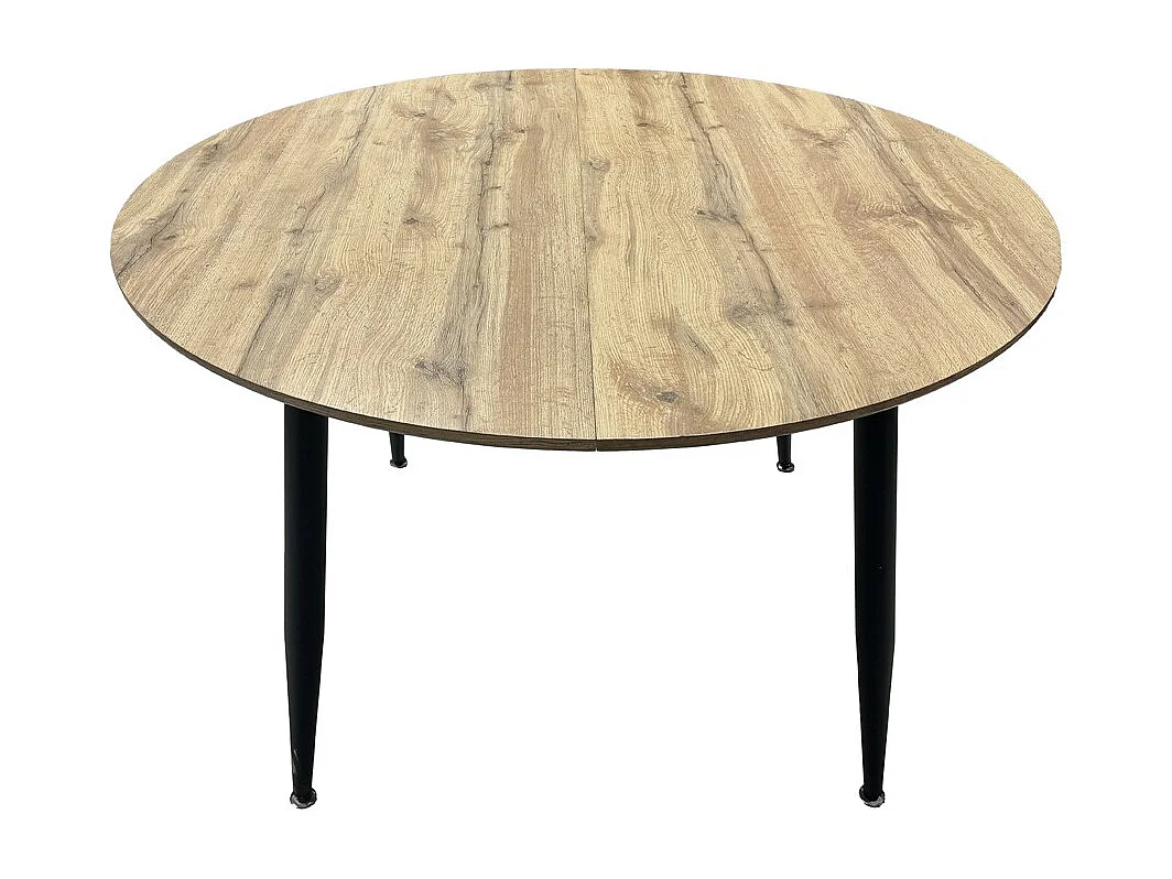Tavolo rotondo allungabile Cordelia rovere con gambe nere 120x120x75