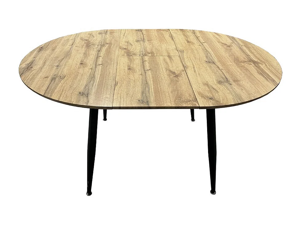 Tavolo rotondo allungabile Cordelia rovere con gambe nere 120x120x75
