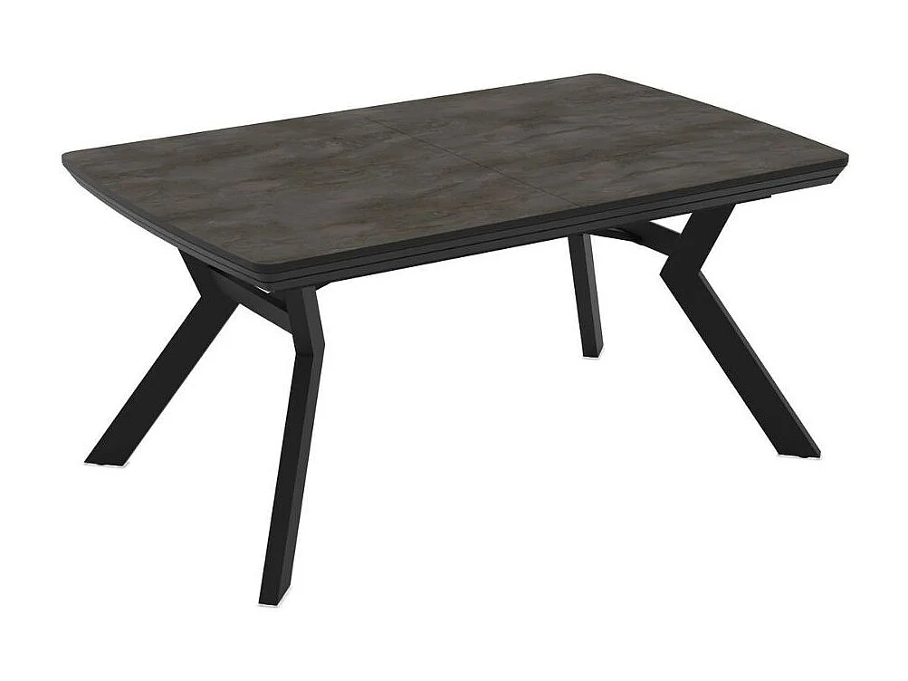 Tavolo allungabile rettangolare Robat piano effetto marmo ardesia opaco e gambe in metallo 160x100x76H