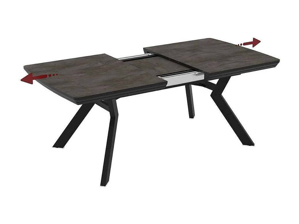 Tavolo allungabile rettangolare Robat piano effetto marmo ardesia opaco e gambe in metallo 160x100x76H