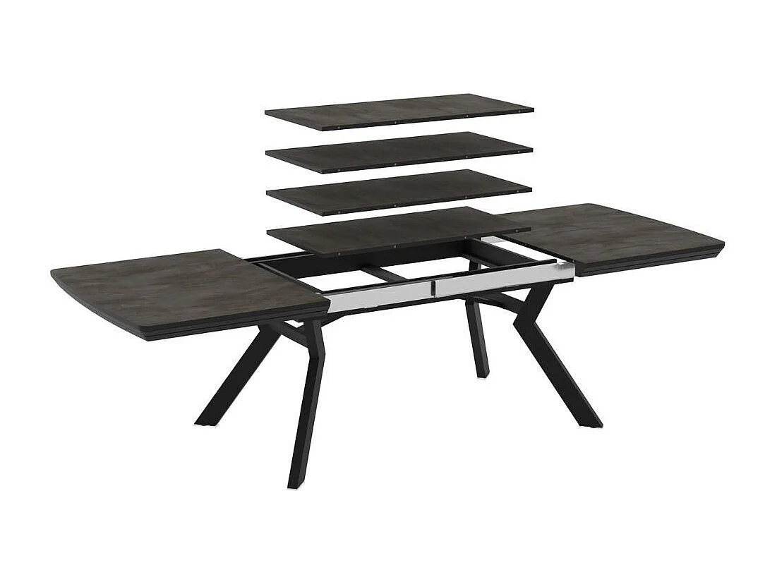 Tavolo allungabile rettangolare Robat piano effetto marmo ardesia opaco e gambe in metallo 160x100x76H