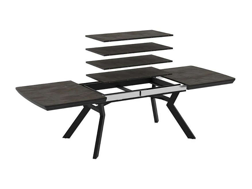 Tavolo allungabile rettangolare Robat piano effetto marmo ardesia opaco e gambe in metallo 160x100x76H