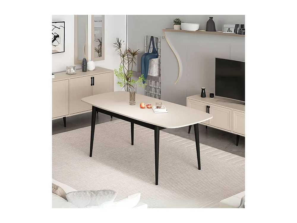 Tavolo allungabile Prime top cashmere e gambe nere 160x90x77H