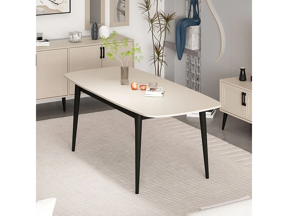 Tavolo allungabile Prime top cashmere e gambe nere 160x90x77H