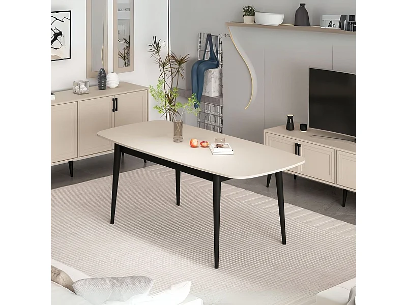 Tavolo allungabile Prime top cashmere e gambe nere 160x90x77H