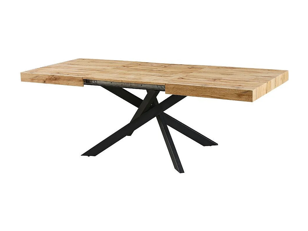 Tavolo rettangolare allungabile Belinda piano rovere e base nera 160x90x75