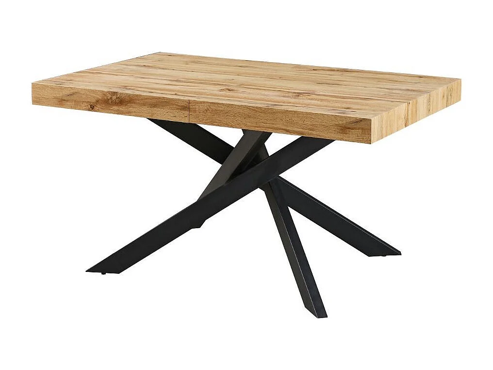 Tavolo rettangolare allungabile Belinda piano rovere e base nera 160x90x75