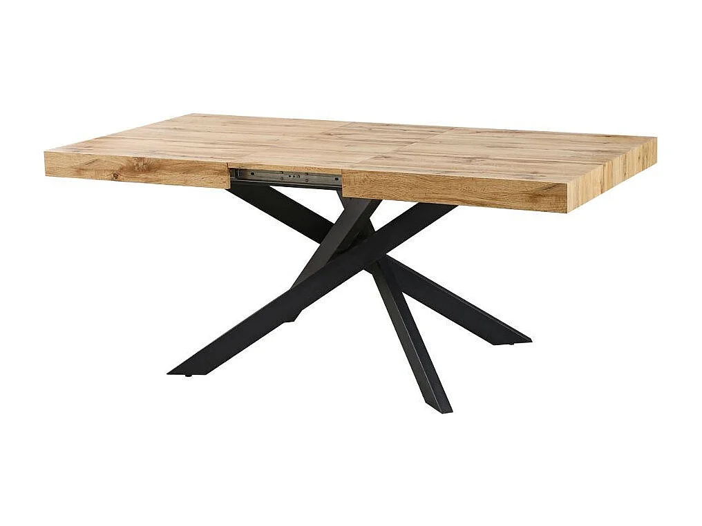 Tavolo rettangolare allungabile Belinda piano rovere e base nera 160x90x75