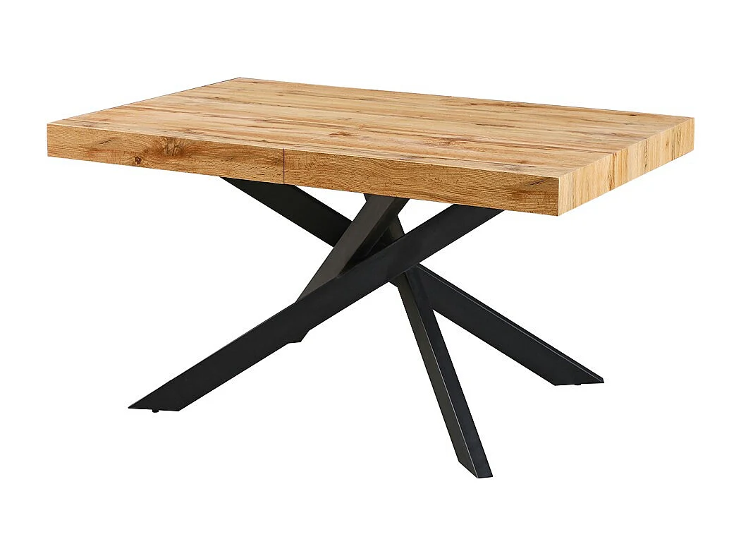 Tavolo rettangolare allungabile Belinda piano rovere e base nera 160x90x75