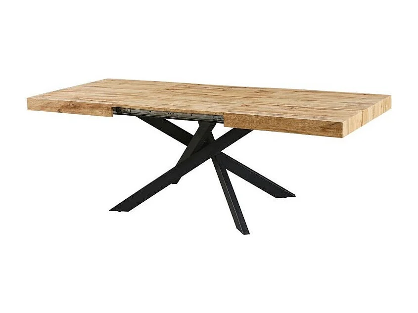 Tavolo rettangolare allungabile Belinda piano rovere e base nera 160x90x75