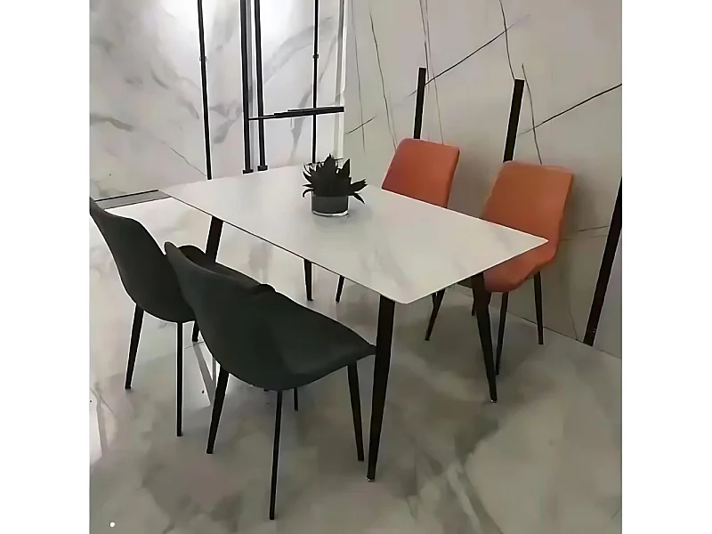 Tavolo rettangolare effetto marmo bianco Brot 120x70x75H