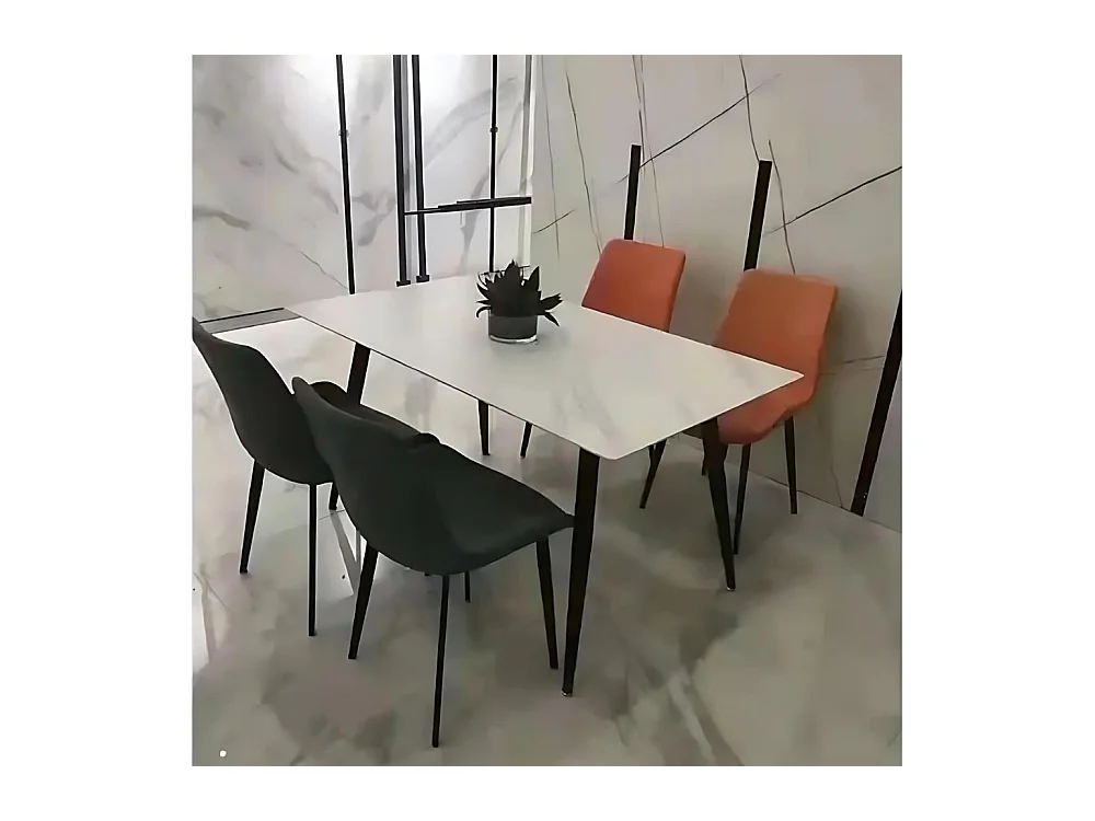 Tavolo rettangolare effetto marmo bianco Brot 120x70x75H