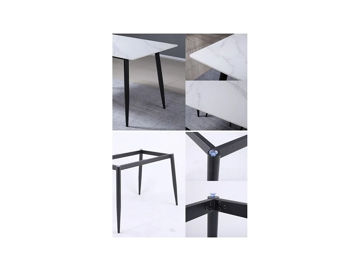 Tavolo rettangolare effetto marmo bianco Brot 120x70x75H