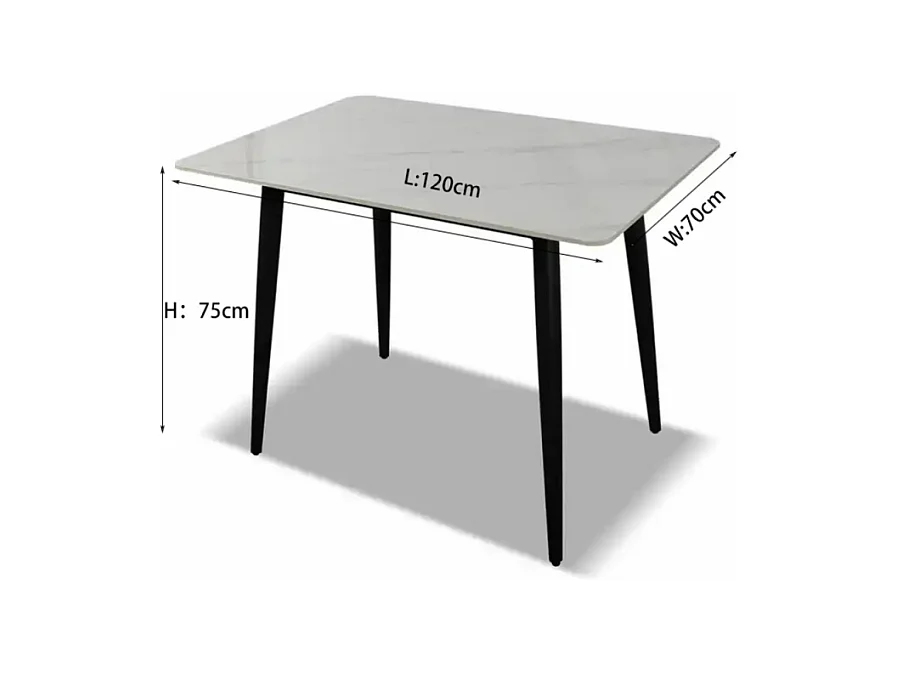 Tavolo rettangolare effetto marmo bianco Brot 120x70x75H