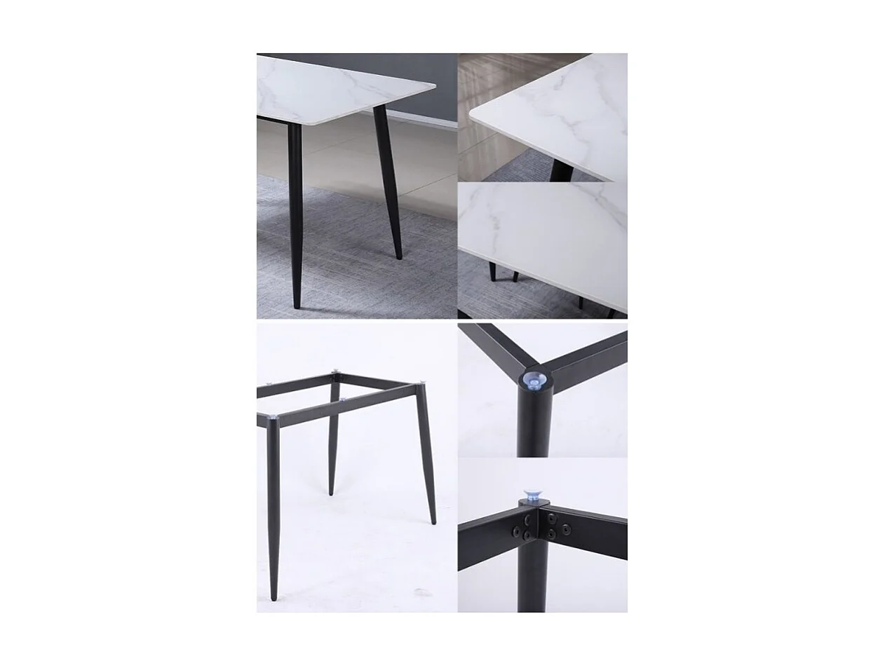 Tavolo rettangolare effetto marmo bianco Brot 120x70x75H