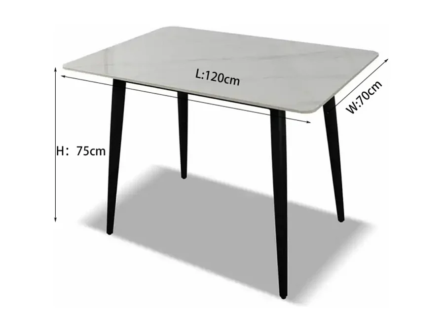 Tavolo rettangolare effetto marmo bianco Brot 120x70x75H
