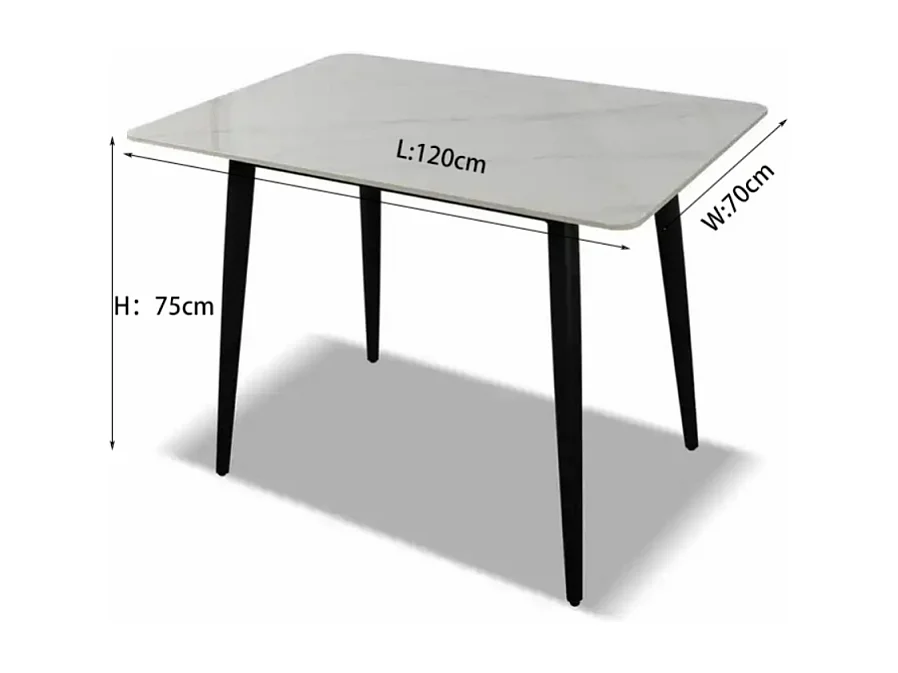 Tavolo rettangolare effetto marmo bianco Brot 120x70x75H
