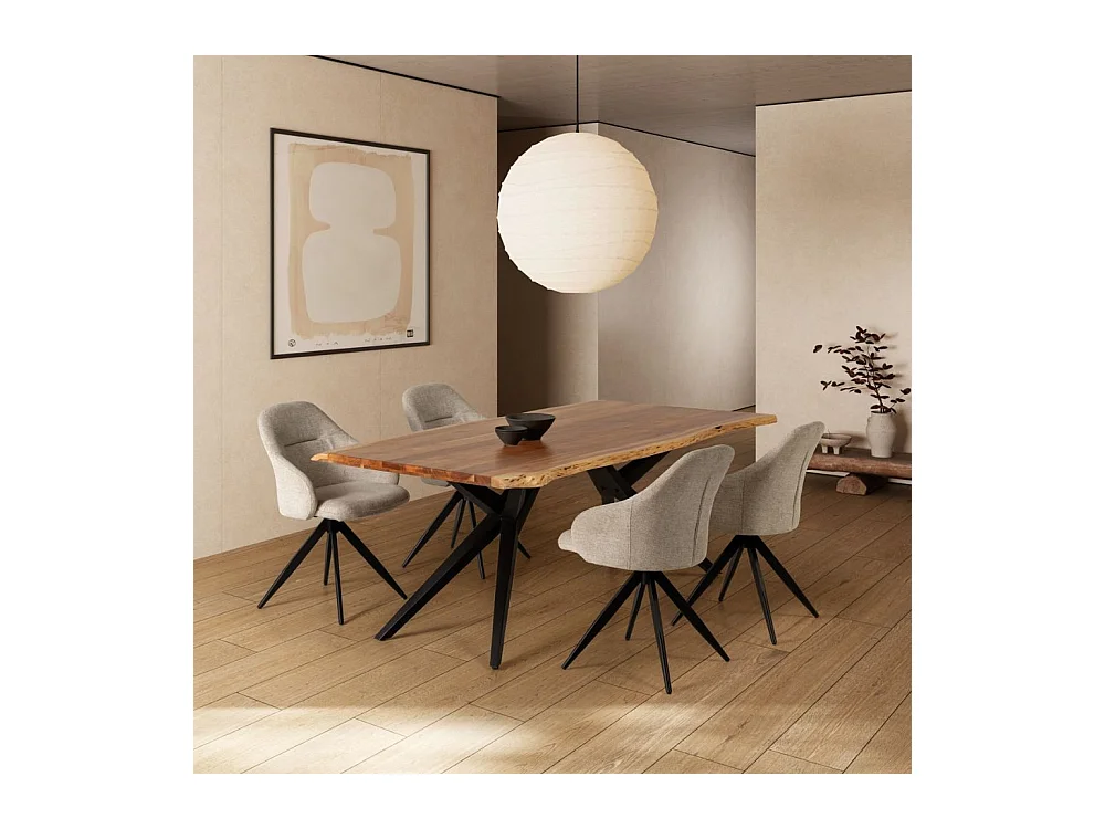 Tavolo fisso Mudri in legno di Acacia con gambe in metallo nero 200x100x75H