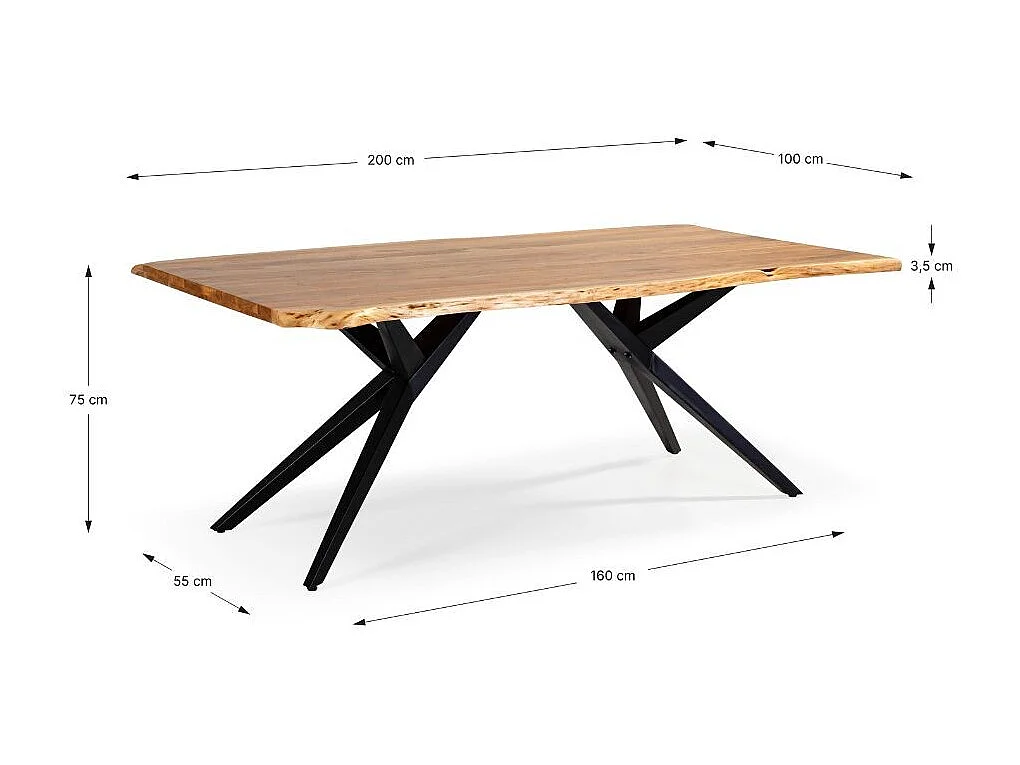Eetkamertafel Mudri - 200x100x76cm - Bruin