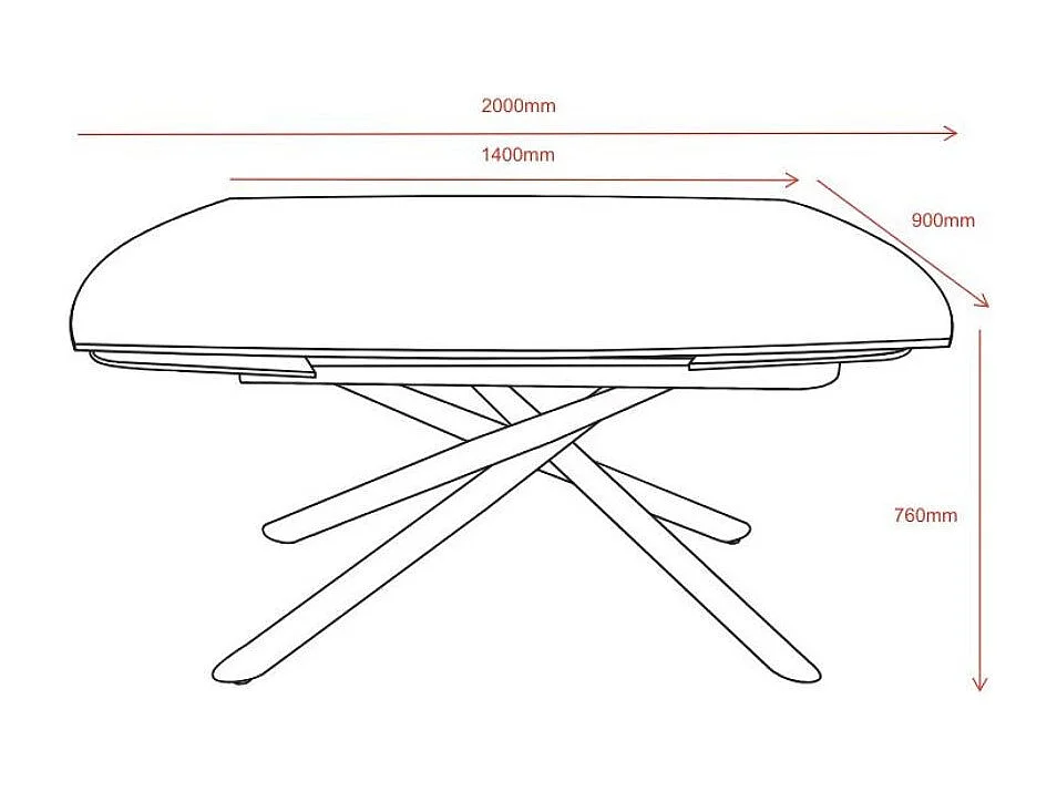 Tavolo girevole allungabile piano ceramica effetto marmo bianco opaco Astrid 140x90x76H