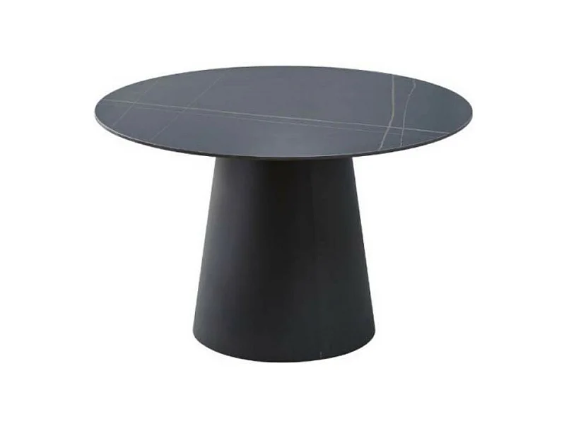 Tavolo rotondo piano ceramica effetto marmo nero oro Lauren 120x120x76h