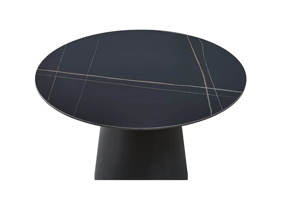 Tavolo rotondo piano ceramica effetto marmo nero oro Lauren 120x120x76h