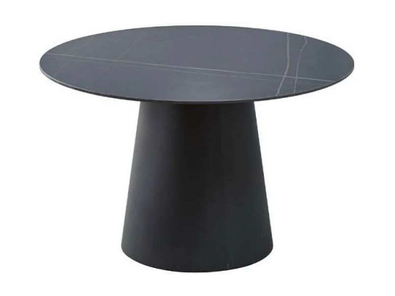 Tavolo rotondo Lauren piano ceramica effetto marmo nero oro 120x120x76h