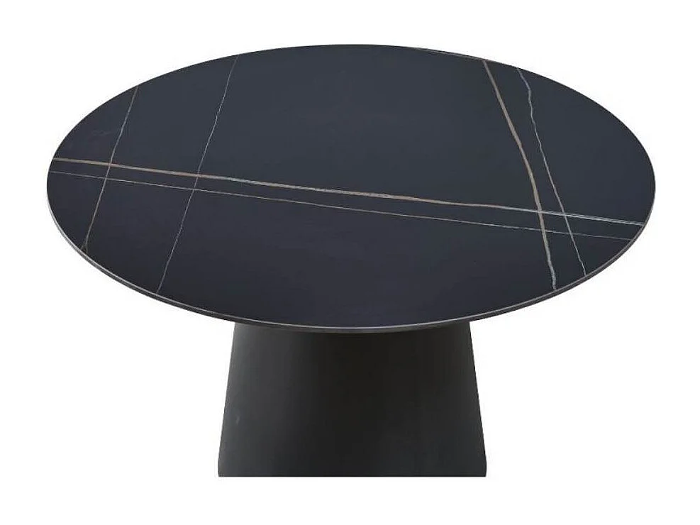 Tavolo rotondo Lauren piano ceramica effetto marmo nero oro 120x120x76h