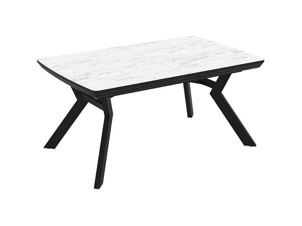 Tavolo allungabile rettangolare Robat piano effetto marmo bianco opaco e gambe in metallo 160x100x76H