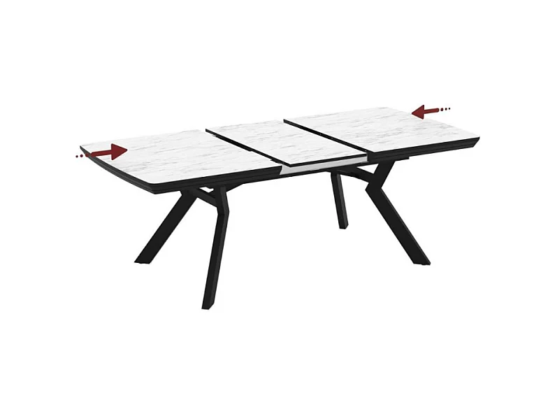 Tavolo allungabile rettangolare Robat piano effetto marmo bianco opaco e gambe in metallo 160x100x76H