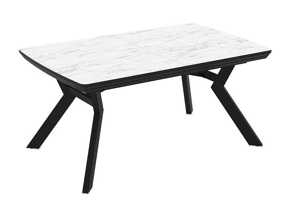 Tavolo allungabile rettangolare Robat piano effetto marmo bianco opaco e gambe in metallo 160x100x76H