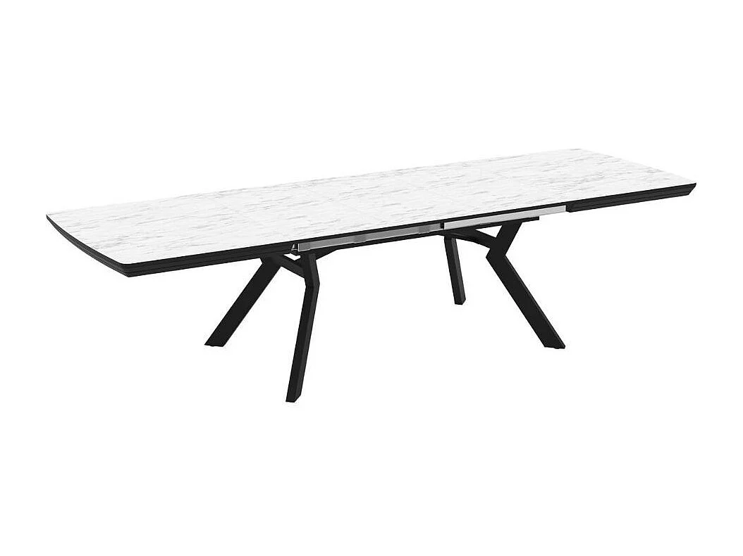 Tavolo allungabile rettangolare Robat piano effetto marmo bianco opaco e gambe in metallo 160x100x76H