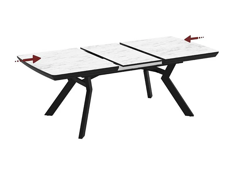 Tavolo allungabile rettangolare Robat piano effetto marmo bianco opaco e gambe in metallo 160x100x76H