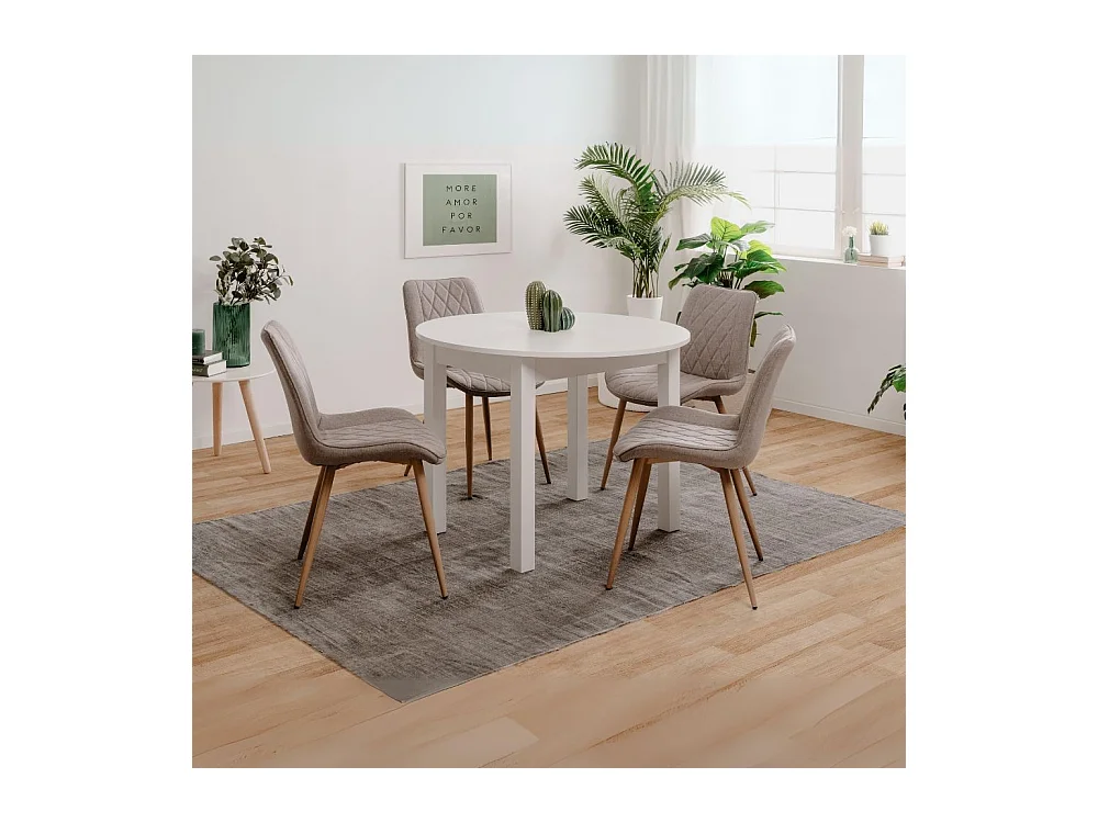 Tavolo rotondo allungabile bianco Coburg 100 100x76x100 cm.