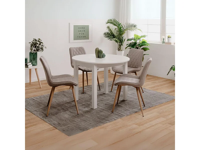 Tavolo rotondo allungabile Coburg 100 colore bianco 100x76x100 cm.
