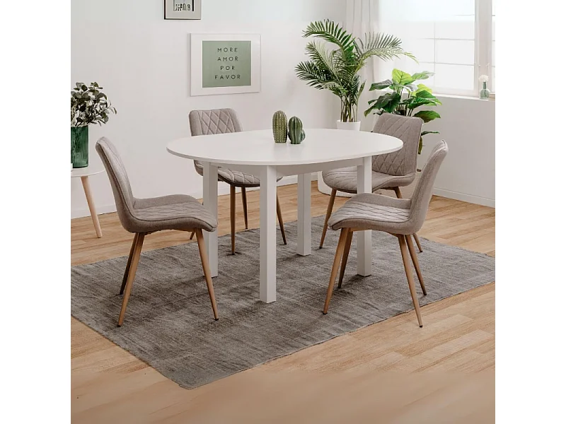 Tavolo rotondo allungabile Coburg 100 colore bianco 100x76x100 cm.