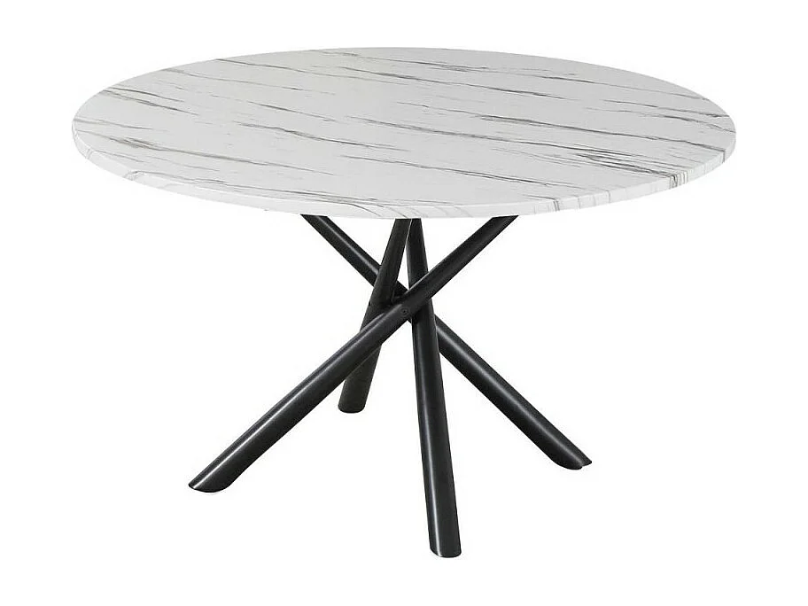 Tavolo rotondo Umbriel effetto marmo bianco con struttura in metallo nero