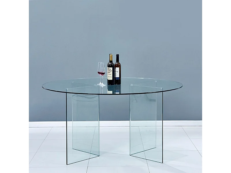 Tavolo rotondo Acacia in vetro trasparente temperato 137x137x77H