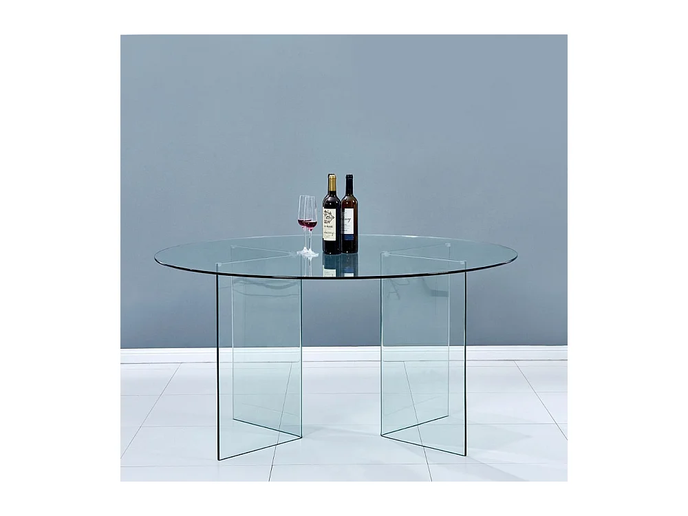 Tavolo rotondo Acacia in vetro trasparente temperato 137x137x77H