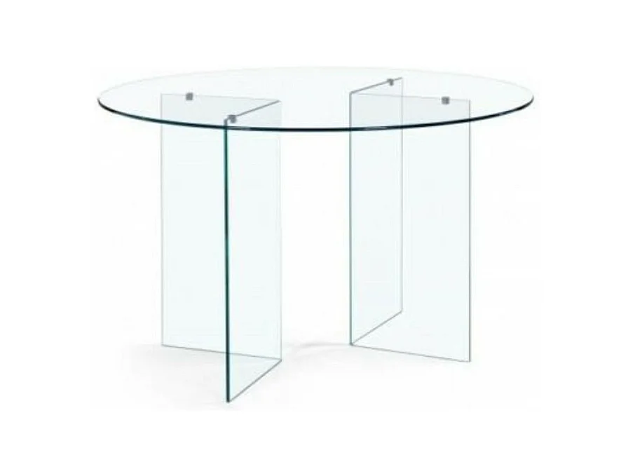 Tavolo rotondo Acacia in vetro trasparente temperato 137x137x77H