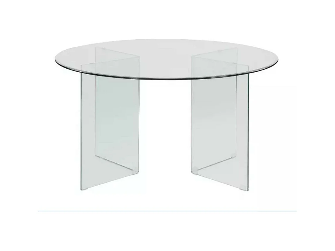 Tavolo rotondo Acacia in vetro trasparente temperato 137x137x77H