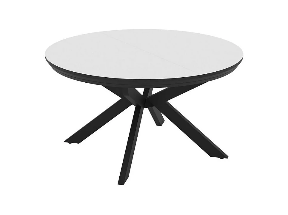 Tavolo rotondo allungabile Meli bianco lucido con gambe nere 138x138x76H