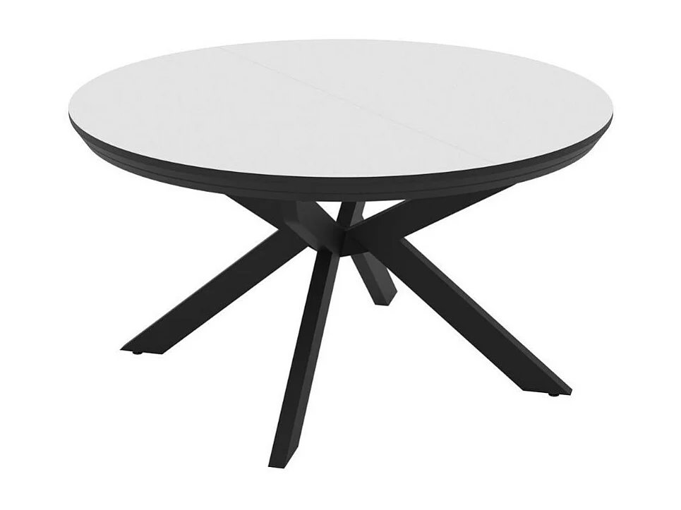 Tavolo rotondo allungabile Meli bianco lucido con gambe nere 138x138x76H